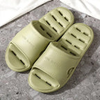 Liveify light green home slippers with ventilation holes, soft rubber material, indoor comfort design