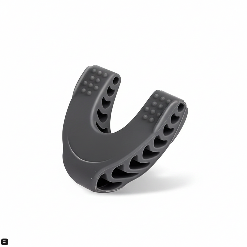 Gray mouthguard on a white background