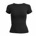 Liveify Women's Slim Fit Knit T-Shirt – Short Sleeve O-Neck Stretch Tee, Casual Y2K Streetwear Top for Everyday Wear