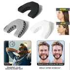 Liveify black, gray, and white silicone jaw exercisers for facial toning, shown with before-after results and daily training guide