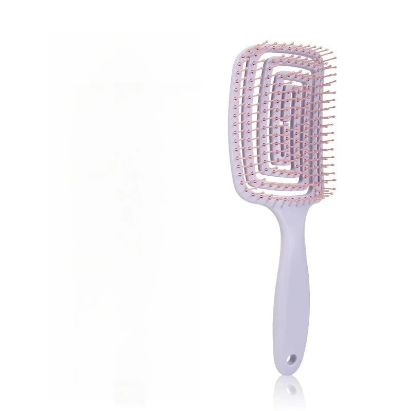 Liveify purple plastic detangling hairbrush with soft pink bristles and ergonomic handle for gentle scalp massage