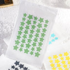 Liveify green star-shaped stickers in clear packaging with yellow and blue variants visible