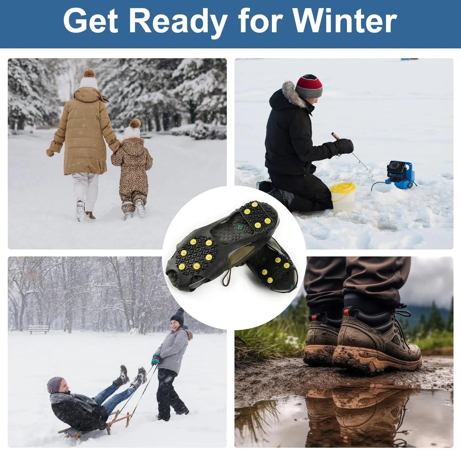 Liveify Outdoor Snow Claw Shoe Covers - Anti-Slip Ice Grips & Winter Traction Cleats for Walking