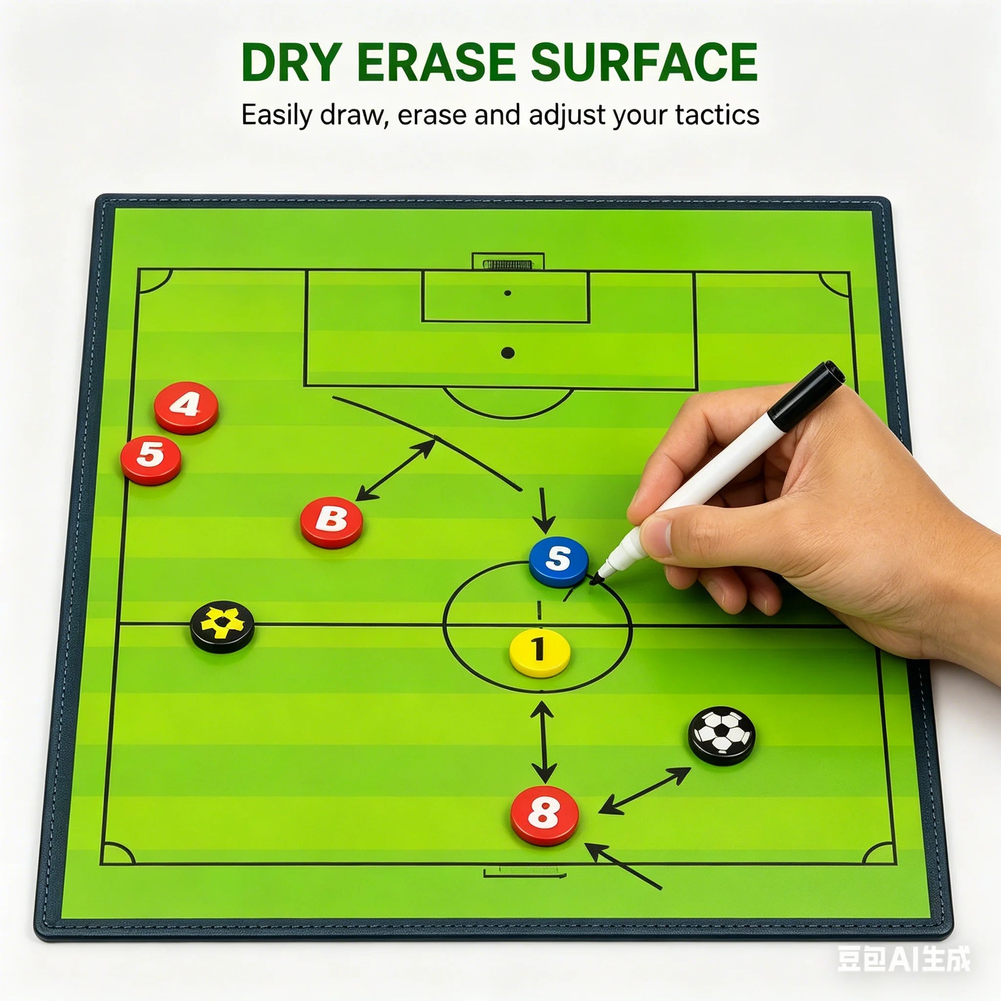 Magnetic Soccer Tactics Board – Foldable Coaching Clipboard with Magnets & Marker for Training