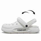 Liveify white comfort clog with adjustable heel strap and breathable holes