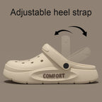 Liveify white adjustable heel strap clog with comfort sole, lightweight foam material, casual style