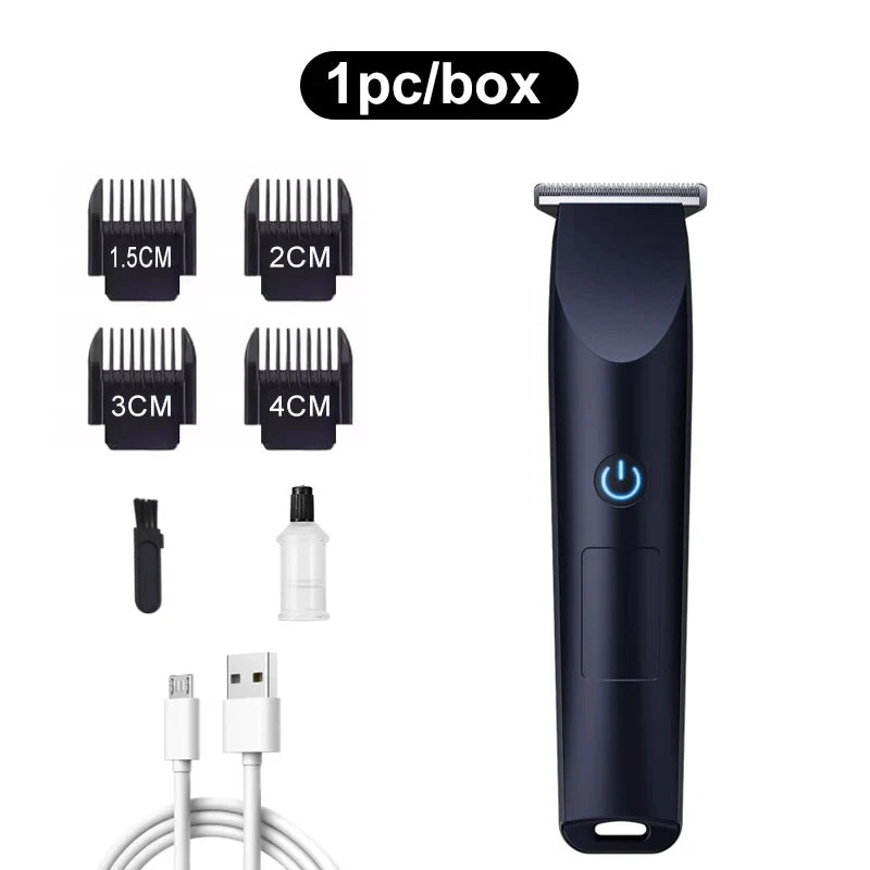 Liveify black USB rechargeable hair clipper with 1.5cm 2cm 3cm 4cm guide combs and cleaning tools