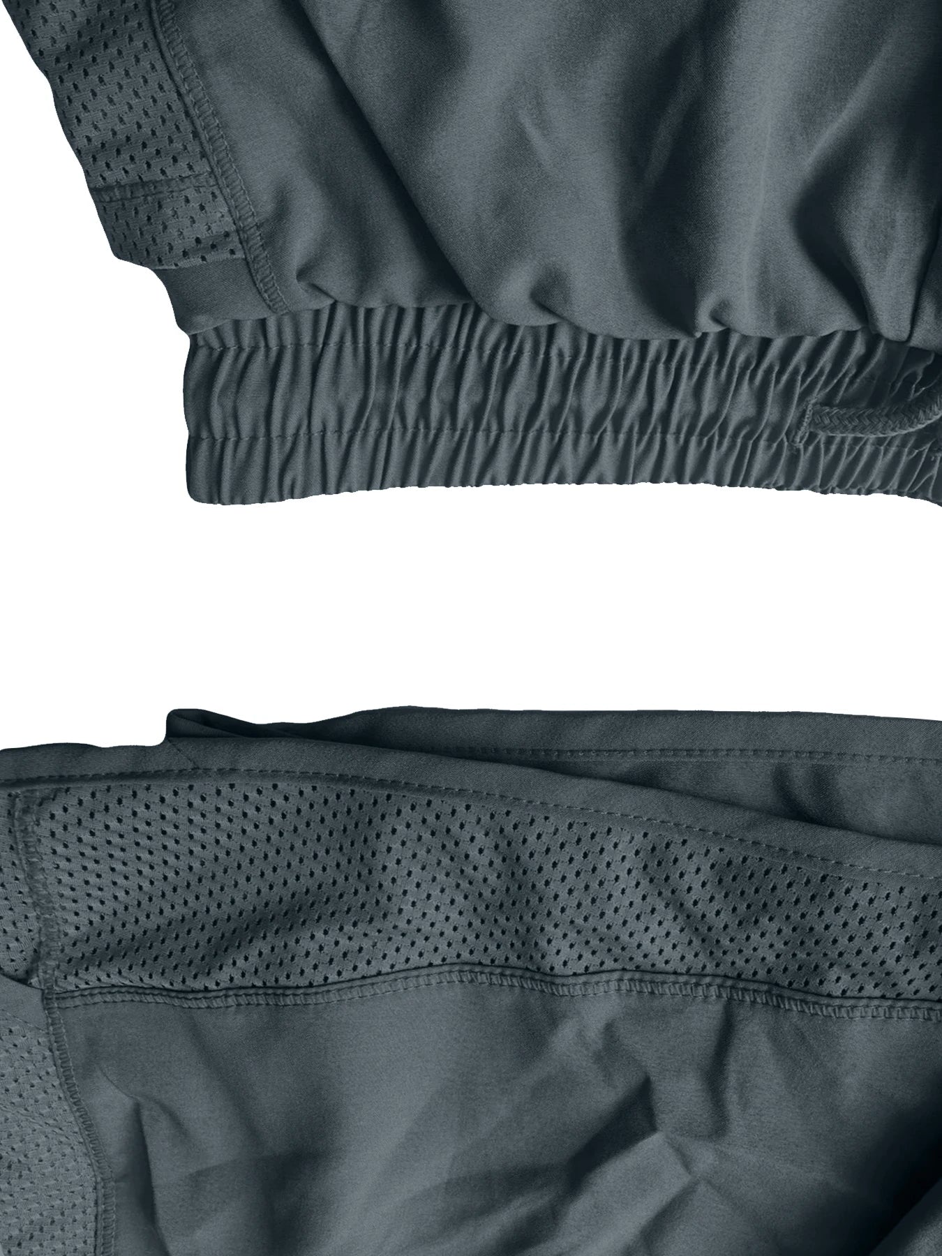 Liveify dark gray athletic shorts with mesh panels and elastic waistband for breathable comfort
