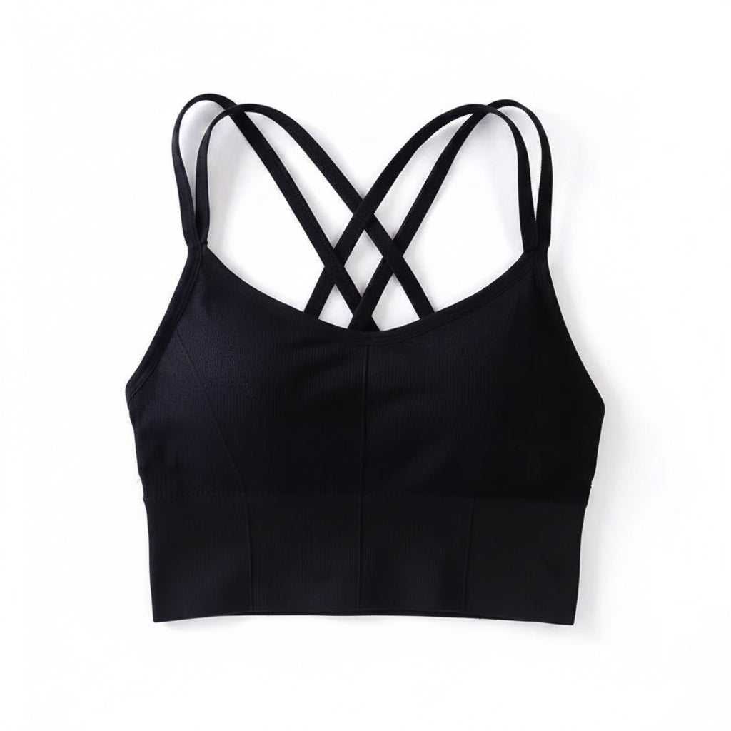 Liveify Cross Back Sports Bra – Women’s Push Up Yoga Bra, Breathable Medium Support Fitness Crop Top for Running & Gym Workouts