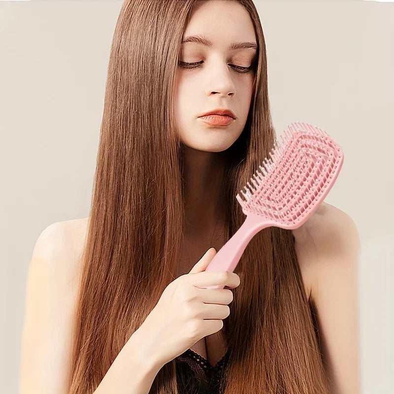 Liveify pink detangling hairbrush with soft bristles for long hair styling and grooming