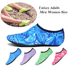 Liveify unisex adult water shoes in blue, pink, green, and camo patterns, lightweight and slip-on design