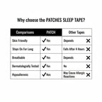 Comparison chart of PATCH sleep tape versus other tapes on a starry night sky background