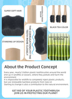 Liveify bamboo toothbrush with super soft black tea color bristles, wooden cylinder design, standing up feature