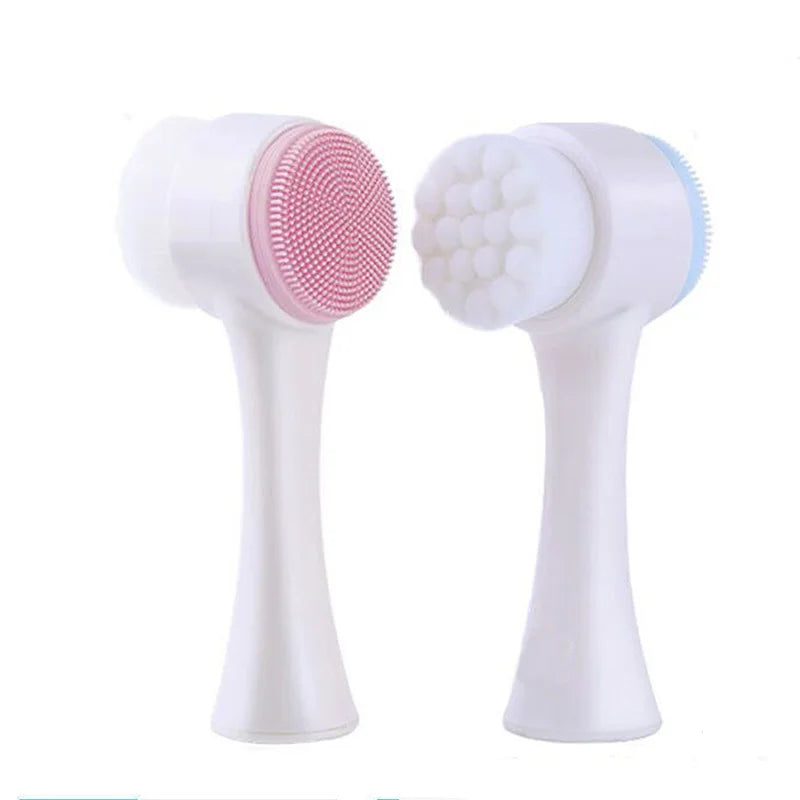 Liveify facial cleansing brush heads, pink silicone and white silicone, for gentle skin exfoliation and makeup removal