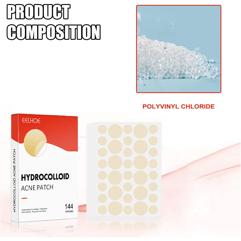Liveify hydrocolloid acne patches in beige, 144-count box with polyvinyl chloride material shown