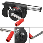 Liveify handheld manual air pump with black body, red grip handle, and metal nozzle for inflating balls or tires