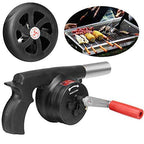 Liveify black handheld BBQ fan with red handle, stainless steel nozzle, and grill scene for outdoor cooking