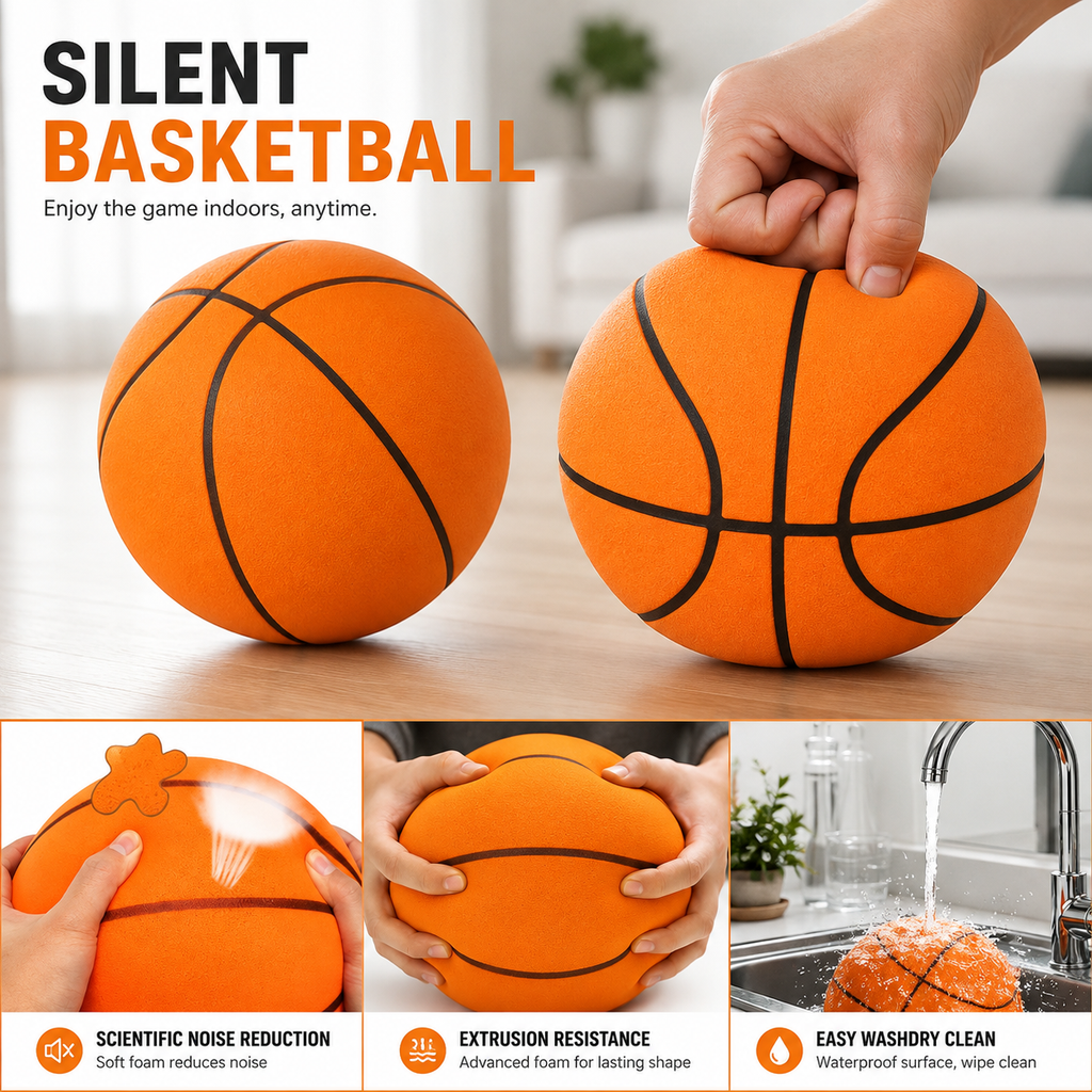 Liveify Silent Foam Basketball – Geräuscharmer Indoor-Trainingsball mit hohem Sprung für Dribbling-Übungen, Größen 3, 5 & 7