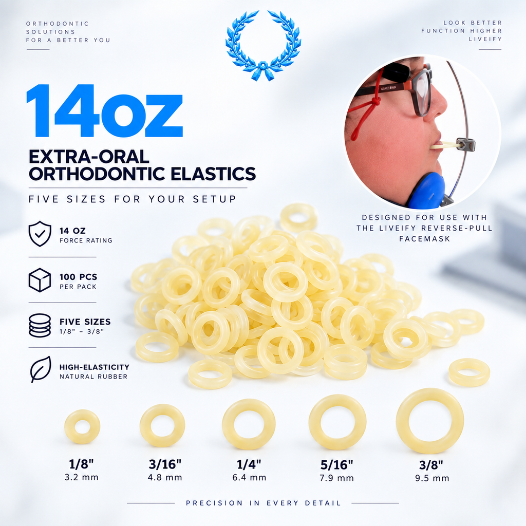 Liveify Extra-Oral Orthodontic Elastics – 14 oz, 100 Pack