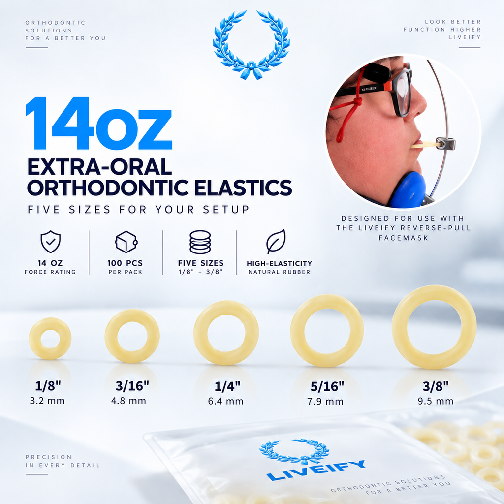 Liveify Extra-Oral Orthodontic Elastics – 14 oz, 100 Pack