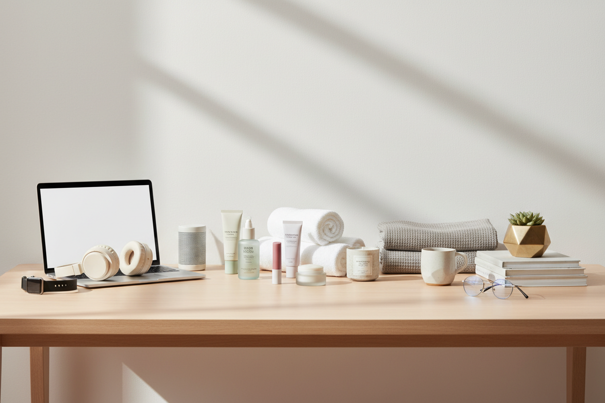 Curated selection of tech, beauty, home, and lifestyle products displayed on a clean modern background for Liveify About Us page